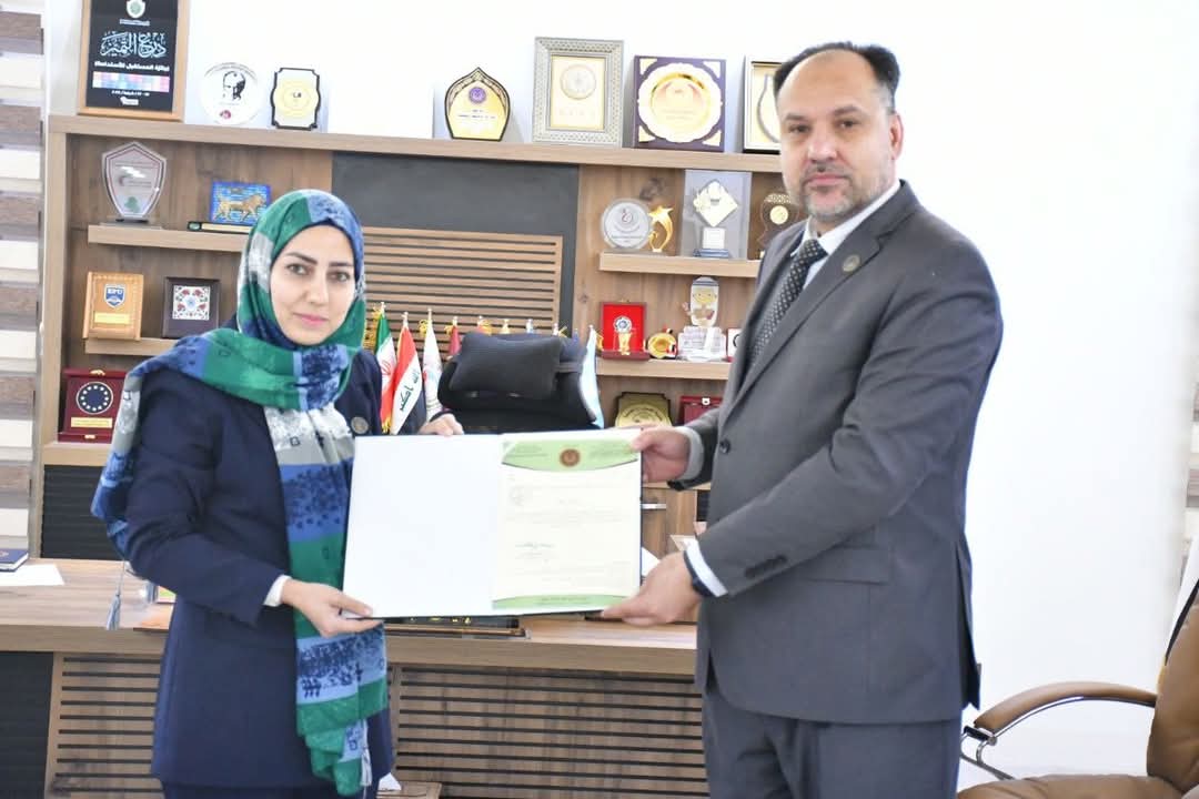 تدريسية في جامعة الفرات الأوسط التقنية تحصد جائزة يوم العلم للبحث العلمي