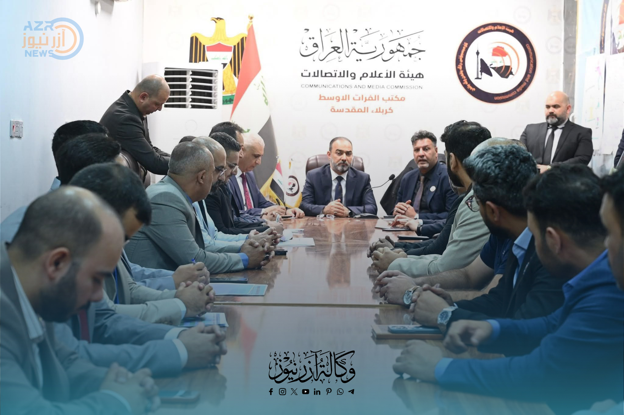 رئيس هيأة الإعلام والاتصالات يزور مكتب كربلاء ويشدد على جودة الاتصالات وتطوير التغطية الإعلامية للمناسبات الدينية